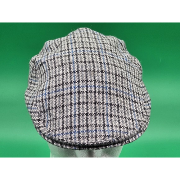 Barbour Hat Gray Blue Plaid Tweed Wool Blend Newsboy Flat Cap Size 7 3/8 - Picture 8 of 13
